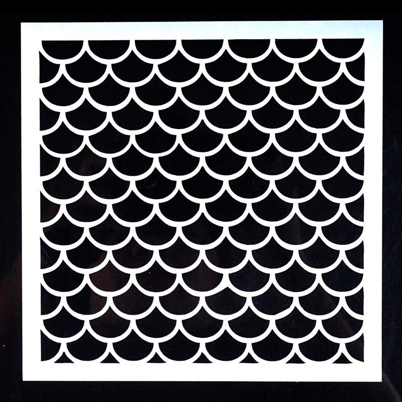 SLGIFT DIY Decorative Fish Scale Stencil Template for Painting on Walls Furniture Crafts (15 by 15 cm) - Image 2